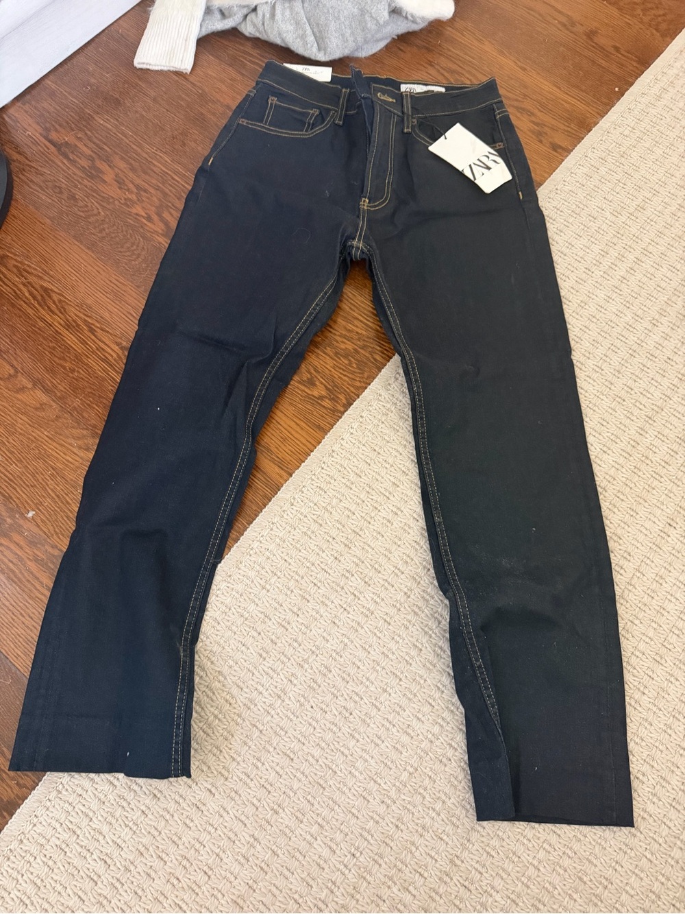Zara Black Boot-Cut Jeans with Contrast Stitching